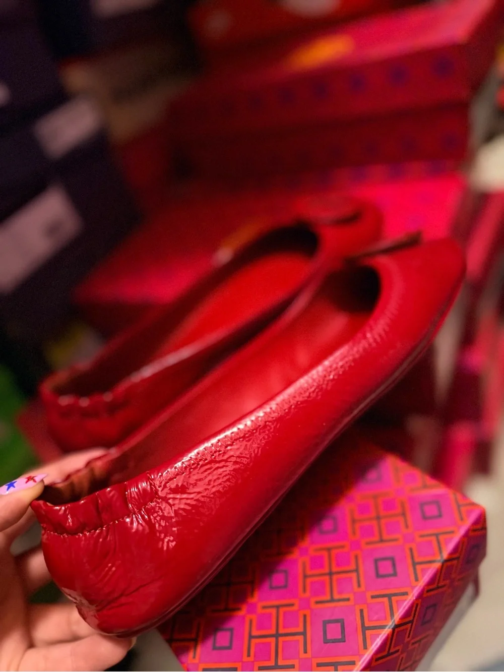 Tory Burch Red Patent Leather Logo Ballet Flat